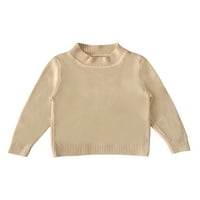 _ / Dječji Slatki pulover s okruglim vratom topli džemper s dugim rukavima vanjski jednobojni pleteni džemperi u boji marelice 6